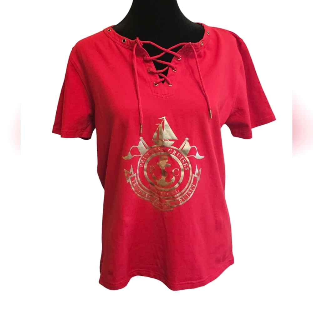 NWT Princess Cruises Red & Gold Top M